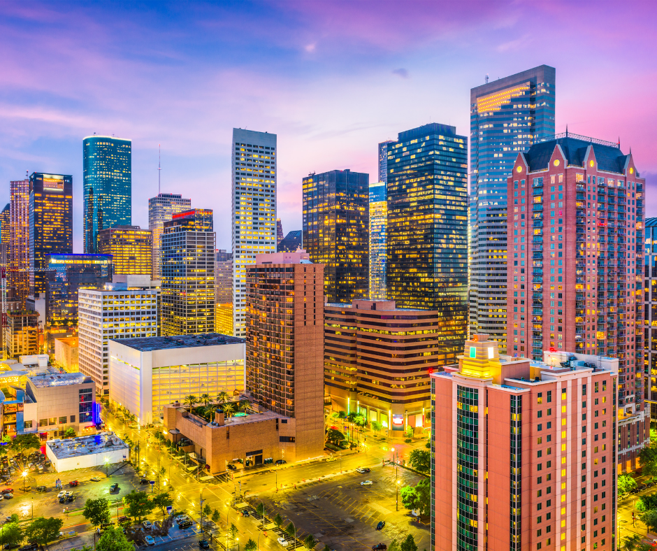 houston skyline at night. 